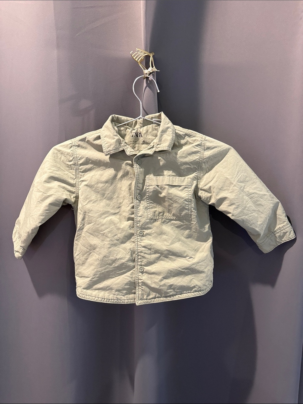Zara Kids Cream Button-Down Shirt Jacket